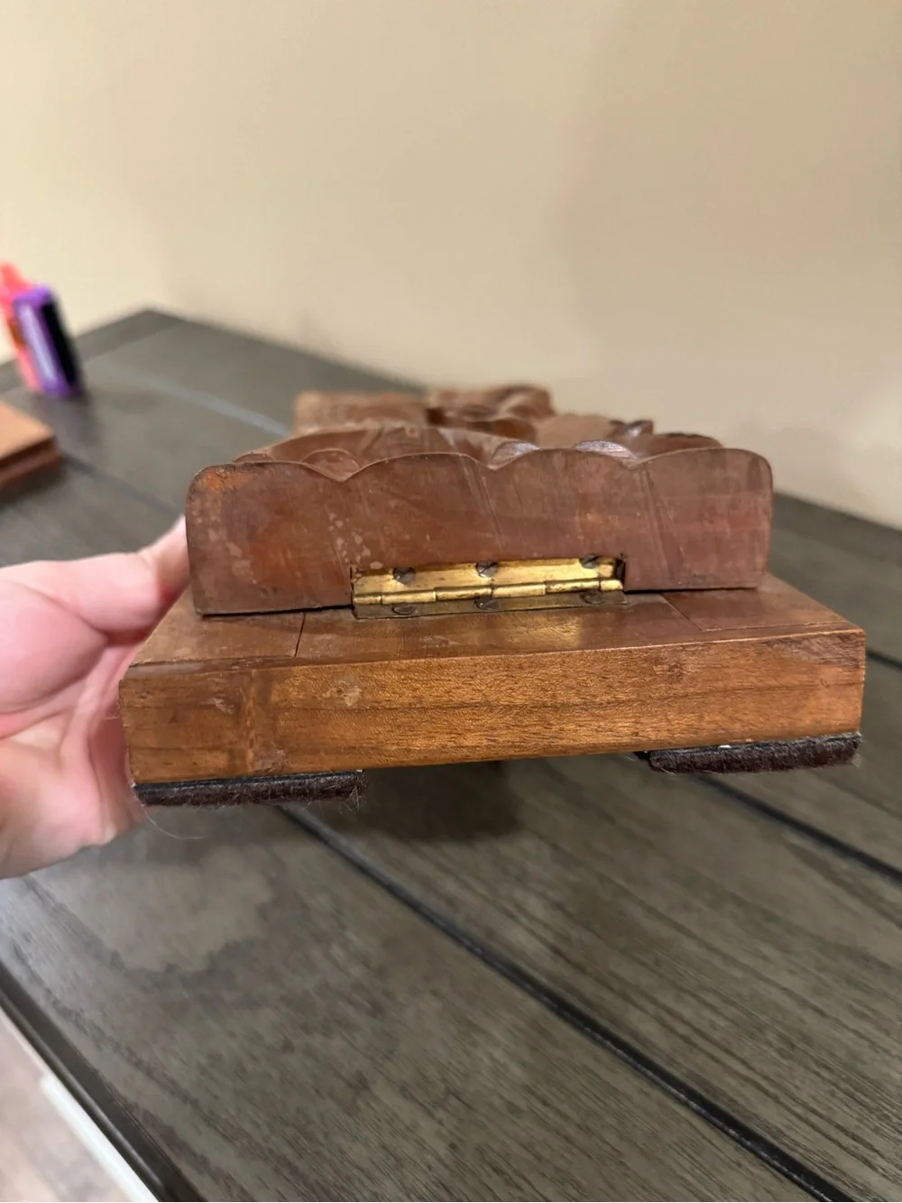 Handcrafted Brown Wooden Bookends